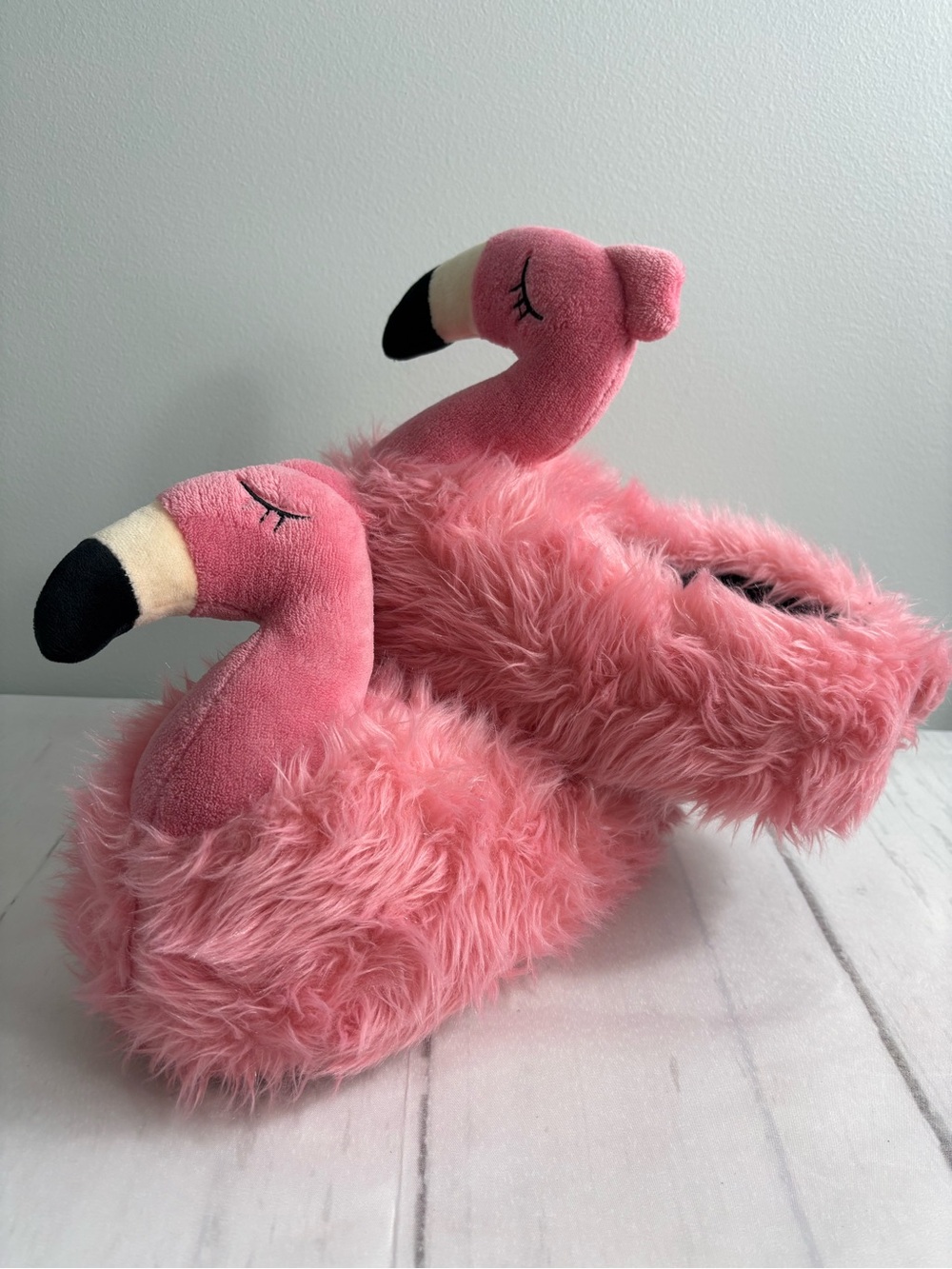 Critter Creations Pink Flamingo  Slippers Plush Fluffy Novelty House Shoes
